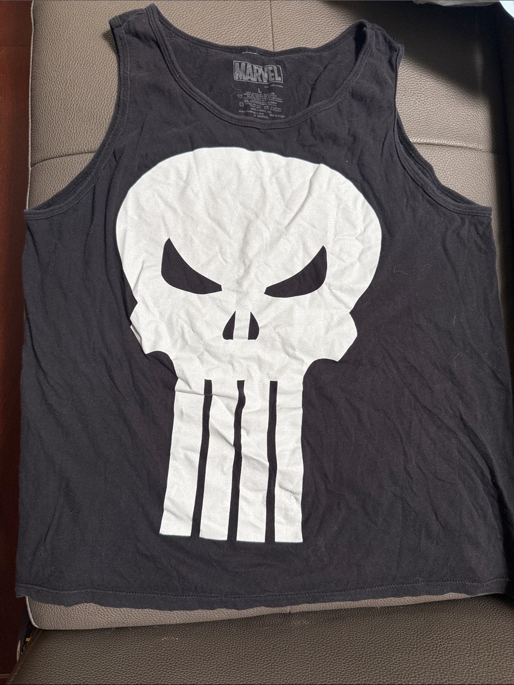 Marvel Black Tank Top with White Punisher Skull Graphic